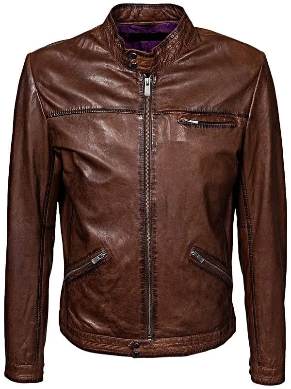 Men’s Retro Café Racer Leather Biker Jacket - Tvjackets - BuyNow