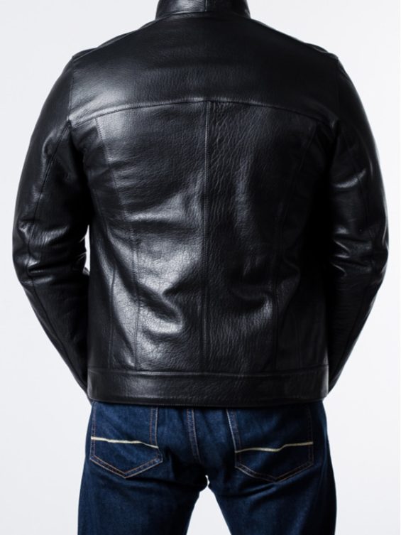 Men’s Sheepskin Black Leather Biker Jacket