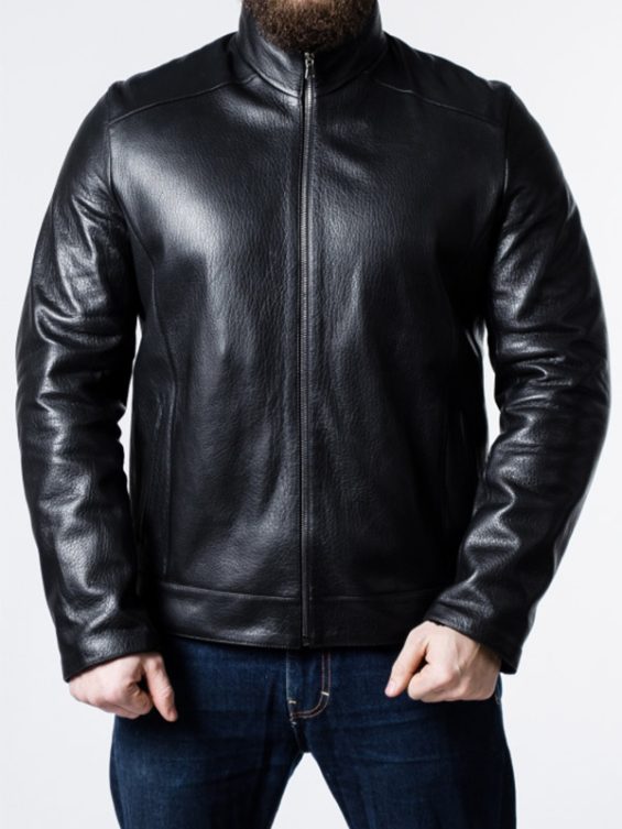 Men’s Sheepskin Black Leather Biker Jacket