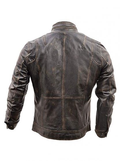 Men’s Slim Fit Vintage Leather Biker Jacket
