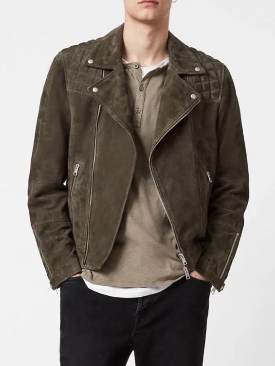 Men’s Suede Leather Biker Jacket