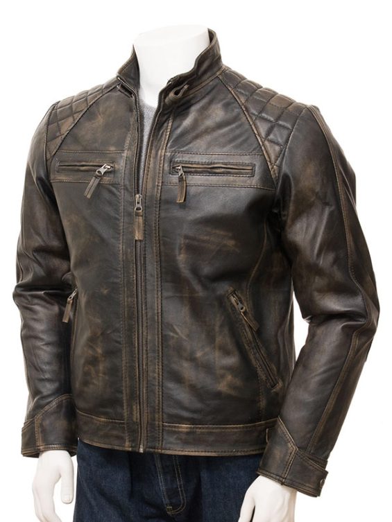 Men’s Vintage Brown Leather Biker Jacket