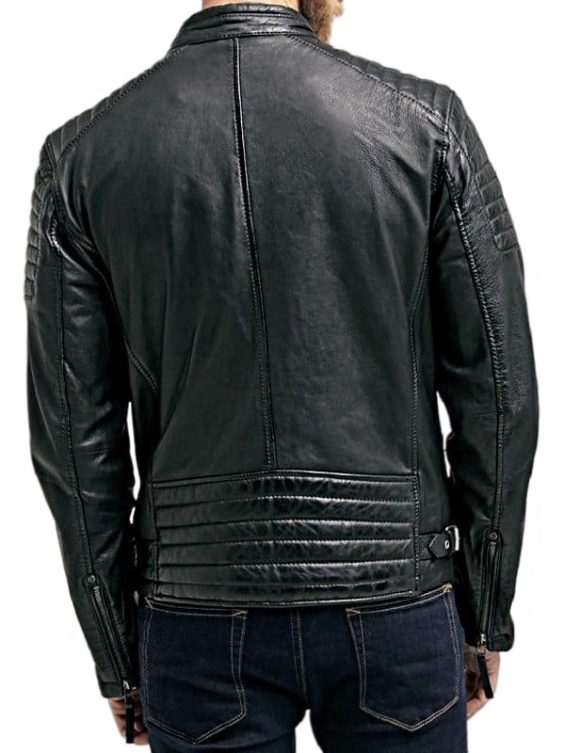 Men’s Slim-fit Biker Jacket in Waxed Leather