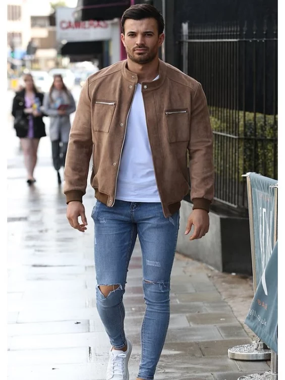 Mike Hassini Suede Bomber Jacket