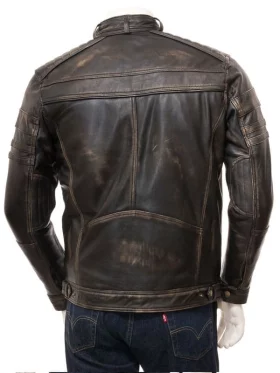 Men’s Distressed Brown Leather Biker Jacket