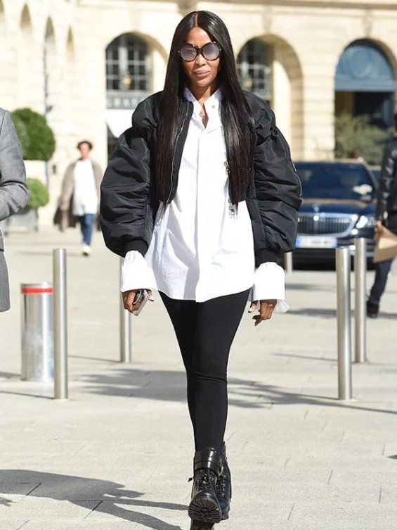 Naomi Campbell Cropped Bomber Jacket