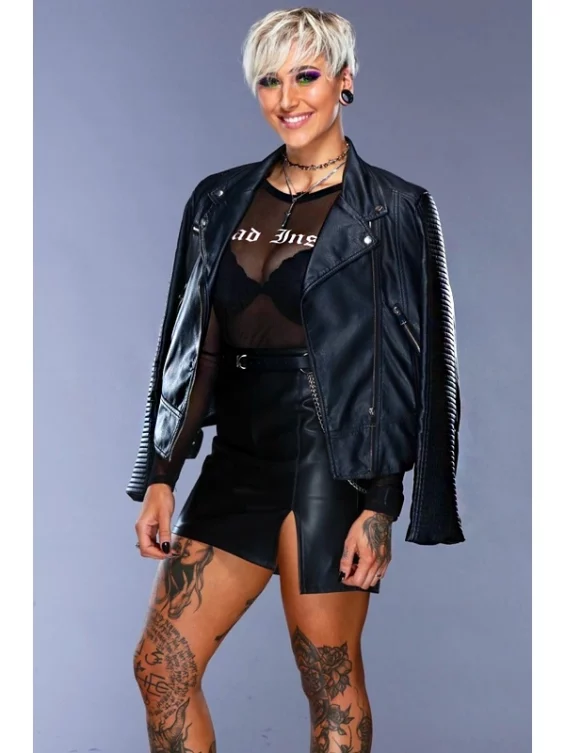 Rhea Ripley Black Leather Jacket