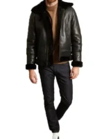 Shearling Black Leather Jacket For Men’s
