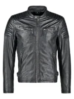 Men’s Slim Quilted Jacket In Waxed Leather