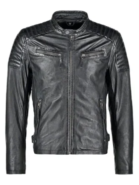 Men’s Slim Quilted Jacket In Waxed Leather