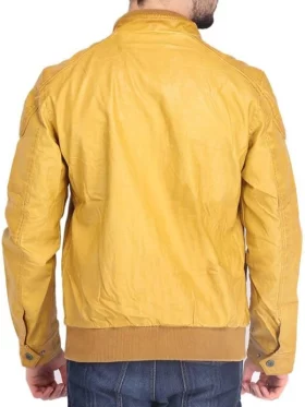 Mens Quilted Yellow Leather Jacket