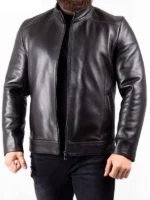 Black Leather Motorcycle Jacket For Men