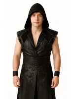 The Undertaker WWE Raw Black Leather Vest Coat