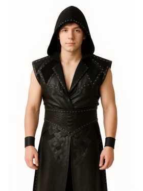 The Undertaker WWE Raw Black Leather Vest Coat