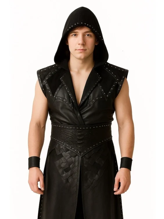 The Undertaker WWE Raw Black Leather Vest Coat