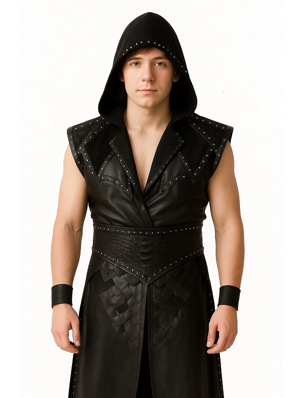 The Undertaker WWE Raw Black Leather Vest Coat