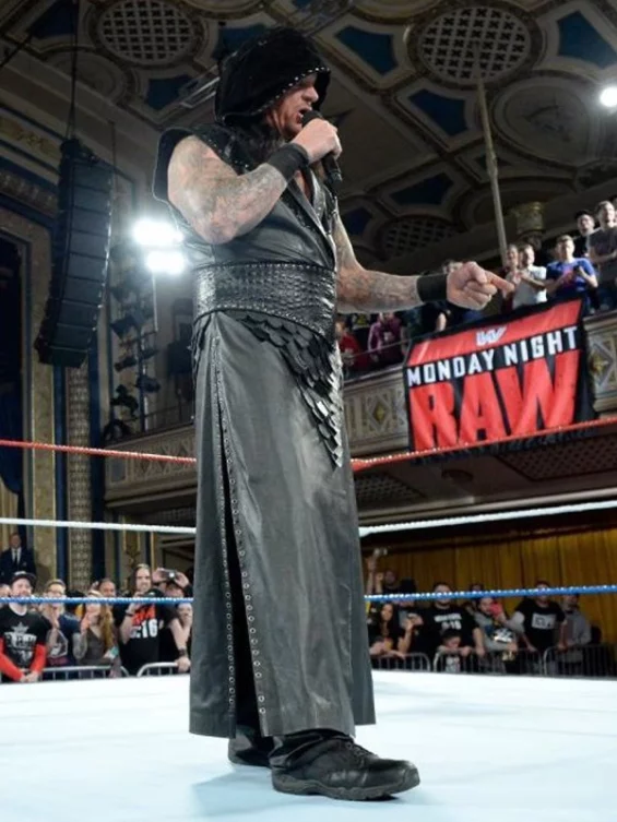 The Undertaker Wwe Raw Black Leather Vest Coat
