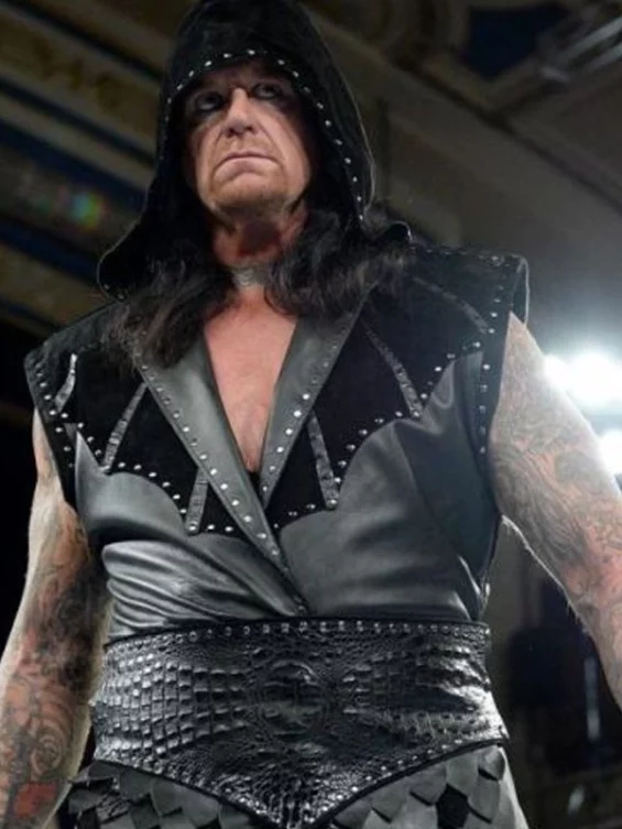 The Undertaker Wwe Raw Black Leather Vest Coat