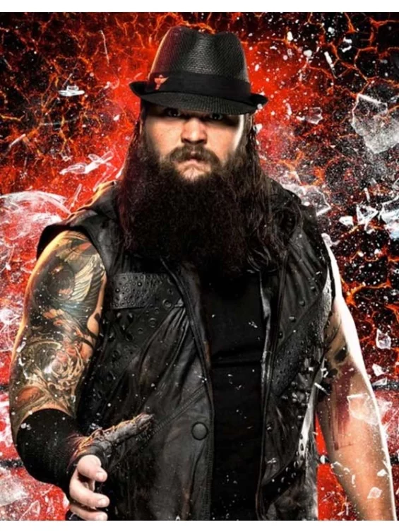 WWE Bray Wyatt Black Leather Hooded Vest