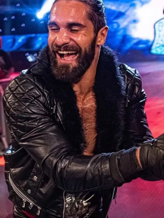 WWE Seth Rollins Black Leather Jacket