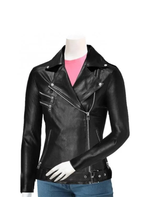 Women’s Black Slim Fit Leather Motorcycle Jacket