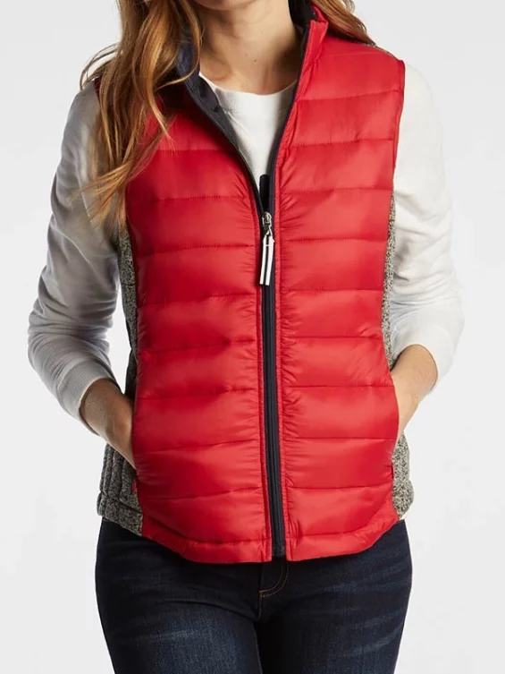 Women's Red Puffer Vest