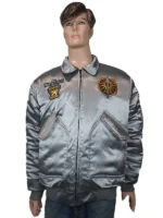 Battletech Mechwarrior Flight Bomber Jacket in Grey - Front View