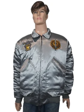 Battletech Mechwarrior Flight Bomber Jacket in Grey - Front View