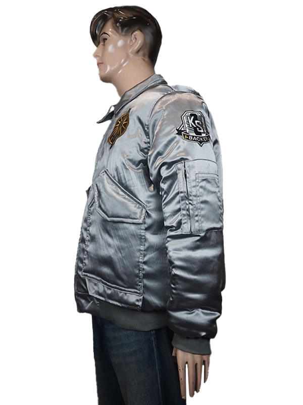 Battletech Mechwarrior Flight Bomber Jacket in Grey - Left Side View