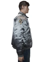 Battletech Mechwarrior Flight Bomber Jacket in Grey - Right Side View