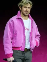 Cinemacon 2023 Ryan Gosling Pink Jacket for men with a tailored casual fit and heritage-inspired design.