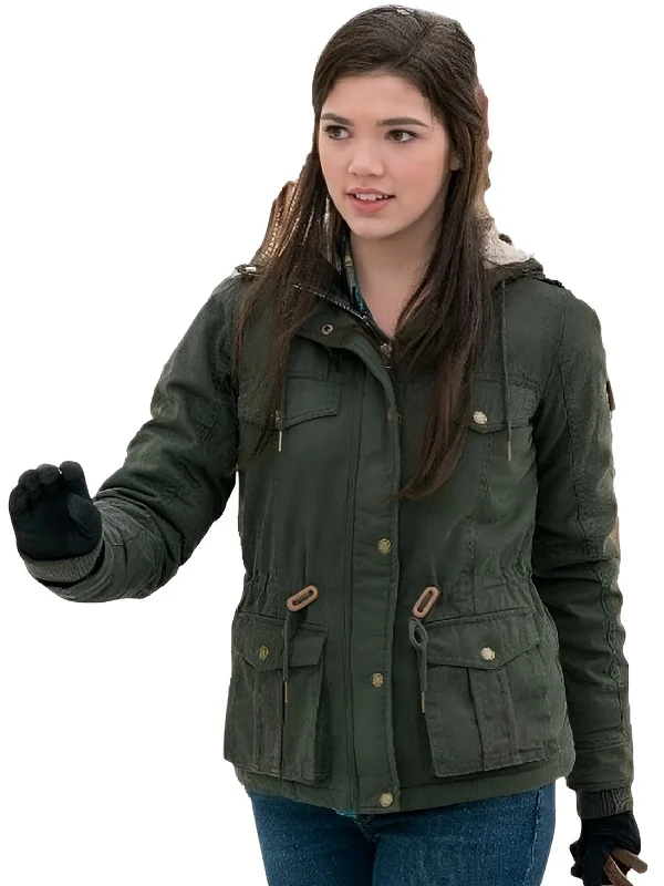 The perfect outerwear for the ranch! Get the rugged and stylish Georgie Hooded Green Cotton Jacket from the TV series Heartland. Heartland Georgie Hooded Green Cotton Parka Jacket