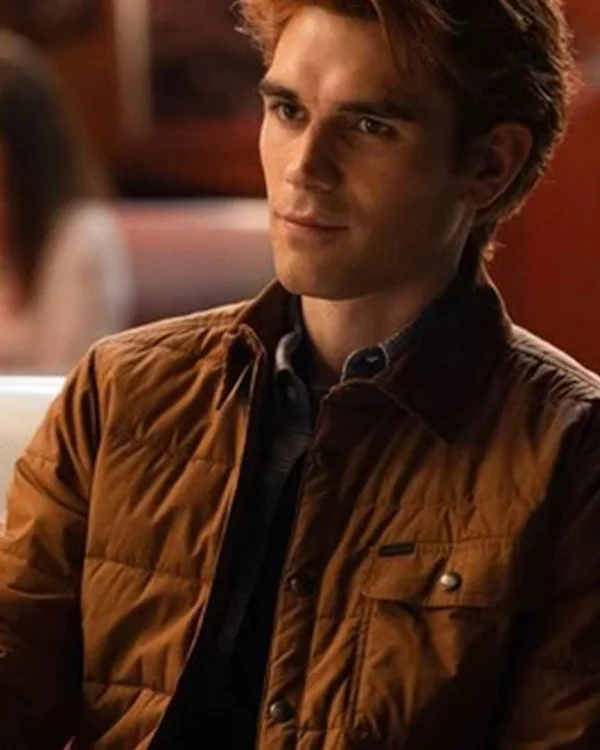 Archie-Andrews K.J.-Apa-Brown-Quilted-Jacket Archie Andrews K.J. Apa Brown Quilted Jacket