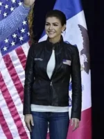 Casey DeSantis Fitted Black Leather Biker Jacket