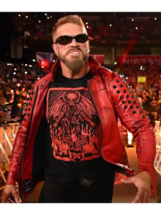 WWE Edge Red Studded Leather Jacket