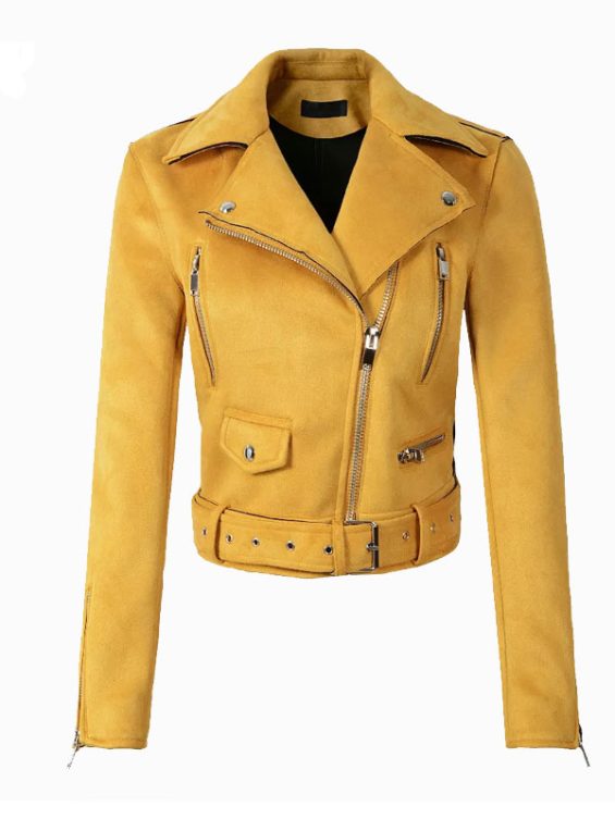 Women’s Yellow Suede Leather Jacket