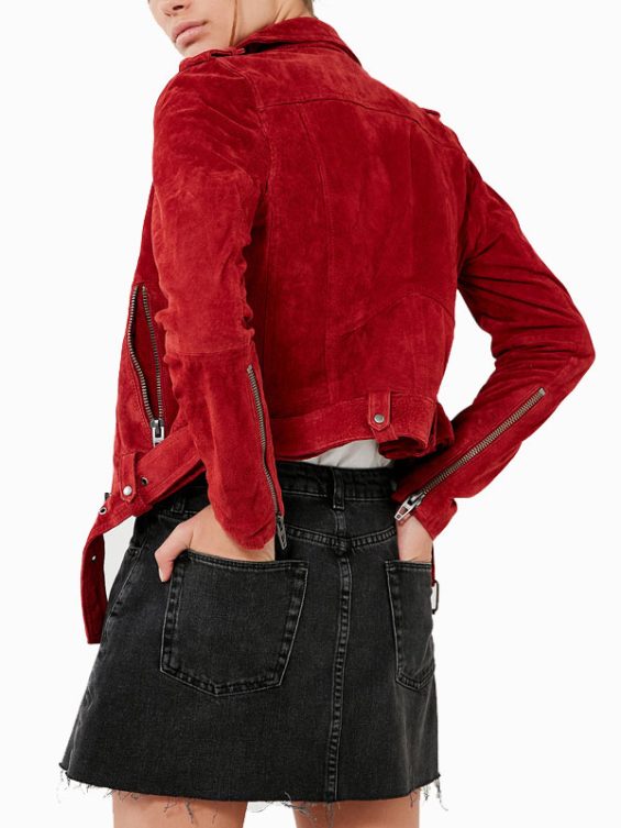 Women’s Red Suede Leather Jacket - Tvjackets - Huge Sale - Buy