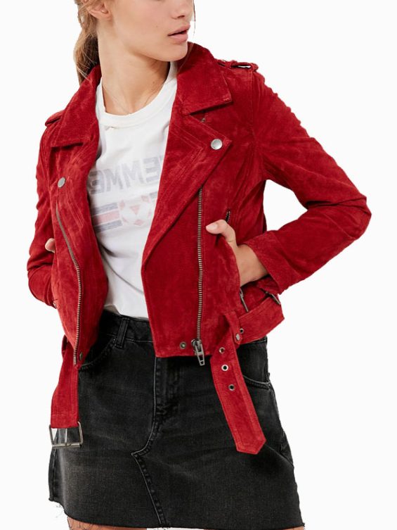 Women’s Red Suede Leather Jacket