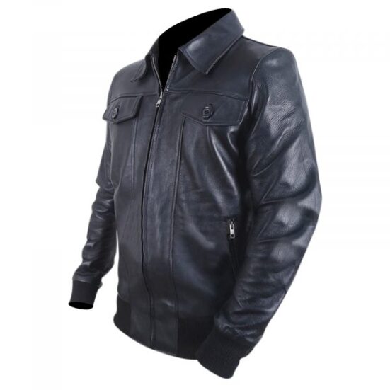 Gallagher Black Leather Jacket Men