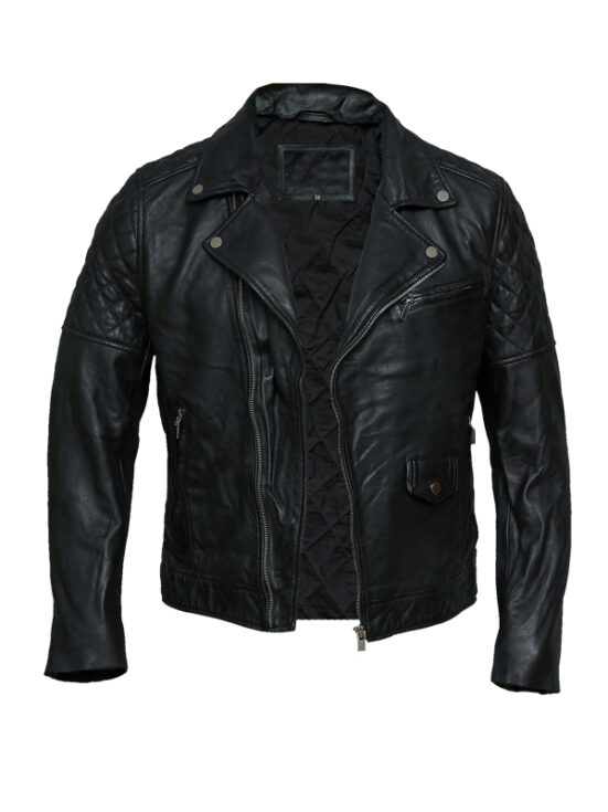 Men’s Vintage Retro Cross Zip Black Jacket