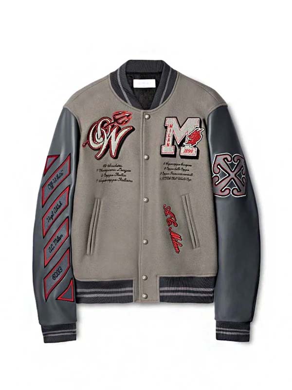 Ac Milan Grey Varsity Jacket - Free Shipping - Order Now - Sale