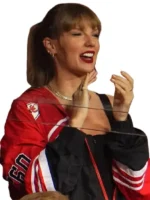 Erin Andrews Kansas City Chiefs Game Taylor Swift Red and Black Windbreaker Jacket
