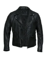 Mens Vintage Retro Cross Zip Black Jacket