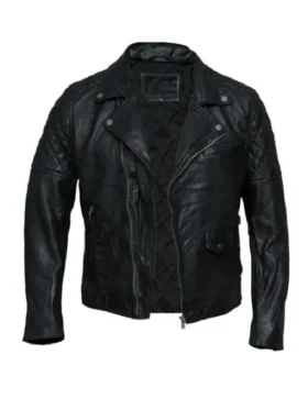 Mens Vintage Retro Cross Zip Black Jacket