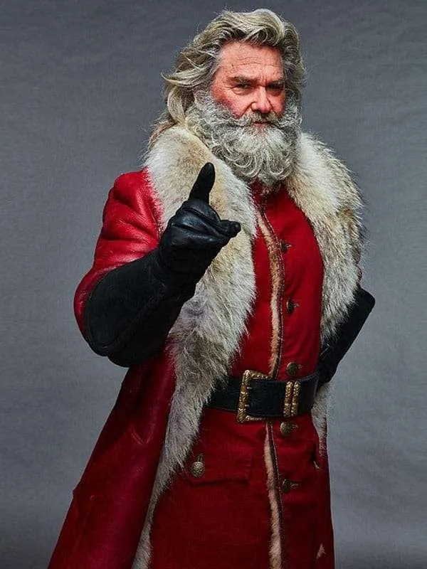 Santa Claus The Christmas Chronicles 2 Red Coat The Christmas Chronicles 2 Santa Claus Red Leather Coat with White Fur Trim