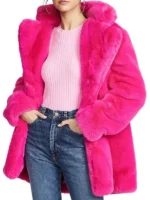 Taylor Swift Pink Shearling Fur Coat
