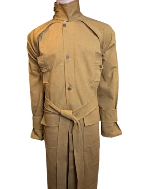 Front view of the Blade Runner 1982 Rick Deckard Trench Coat with a large collar.