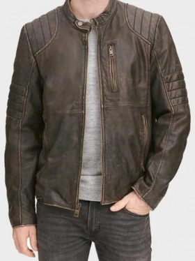 Men’s Distressed Cafe Racer – Brown Jacket