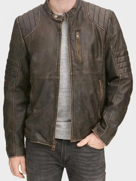 Men’s Distressed Cafe Racer – Brown Jacket