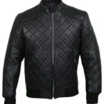 Casual Wear Men Black Quilted Leather Jacket Image